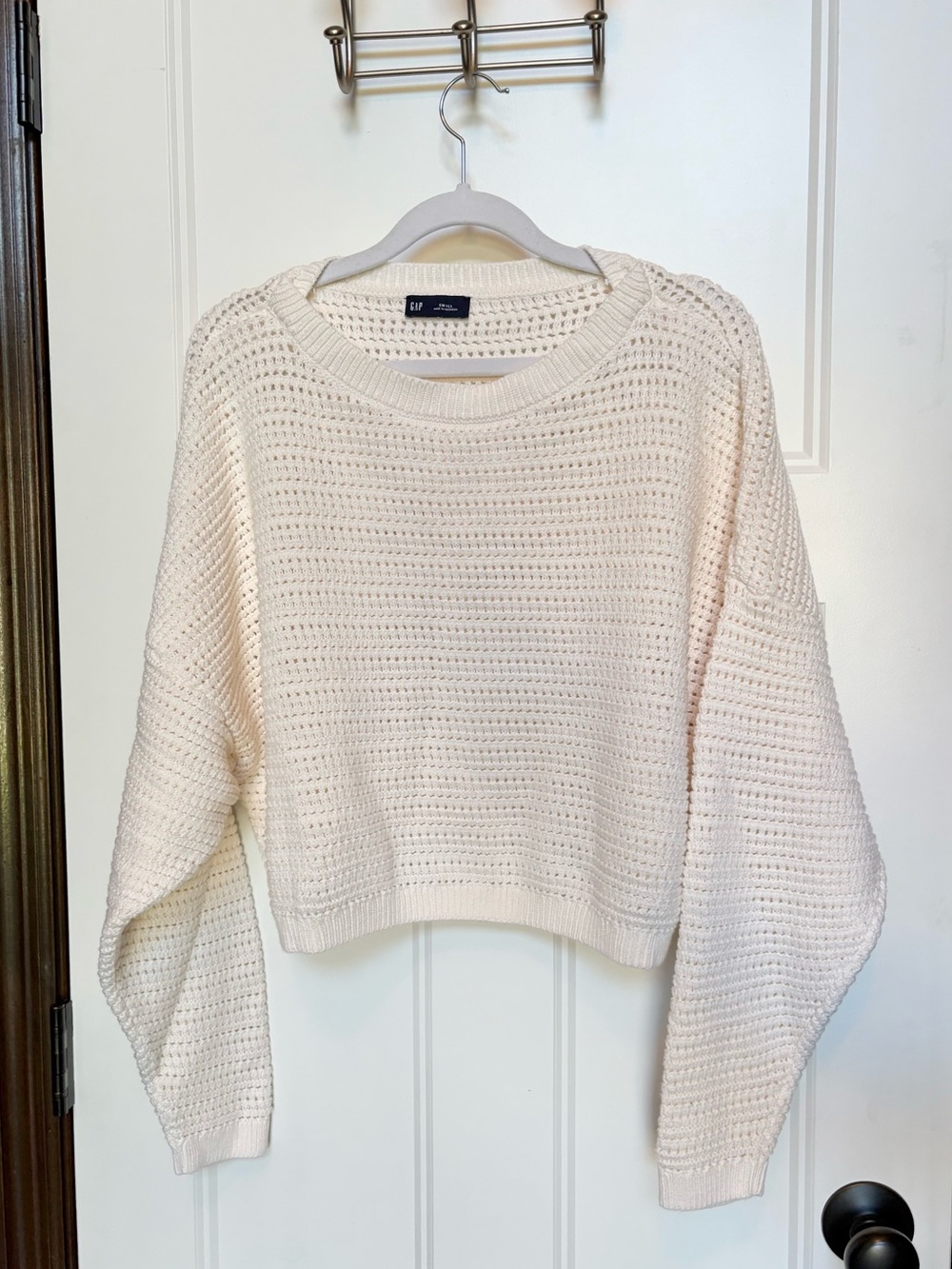 GAP Cream Open-Knit Crewneck Sweater